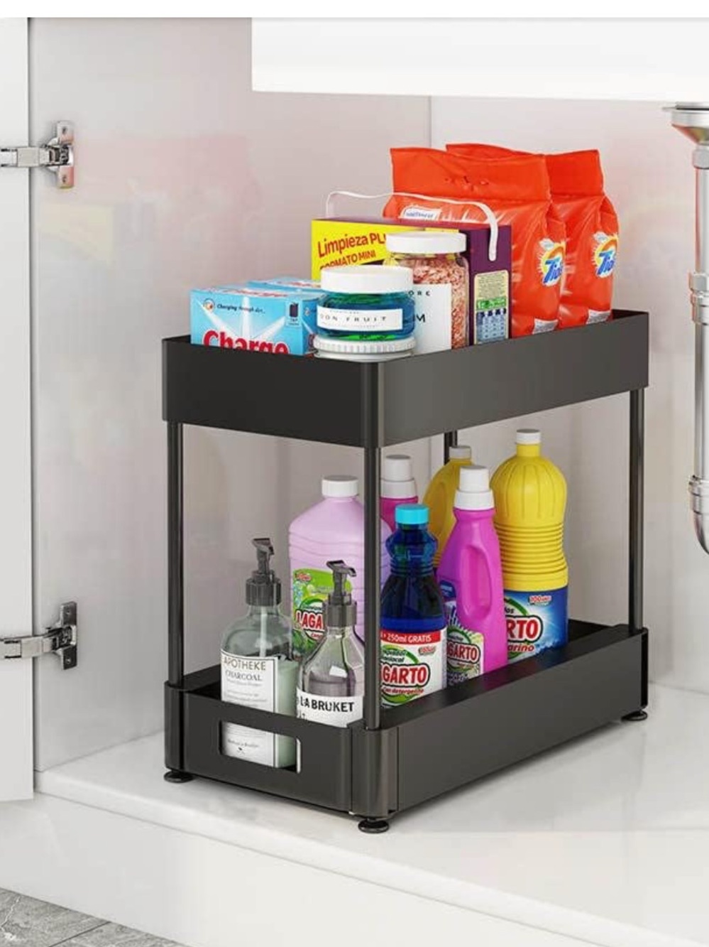 NIB Amazon 2-tier under-sink organizer with a slide-out bottom drawer